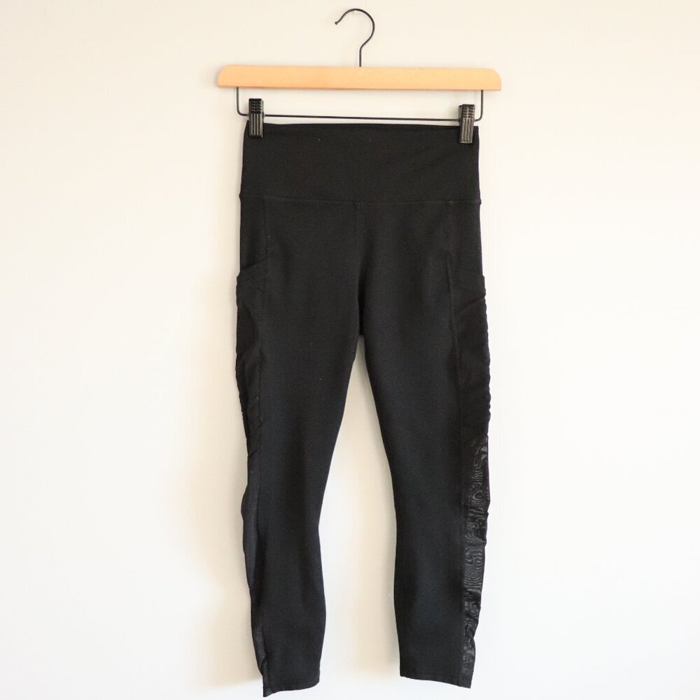 Fabletics Women's Sz XS Black Powerhold Mesh Pocket Stretch‎ Activewear Leggings